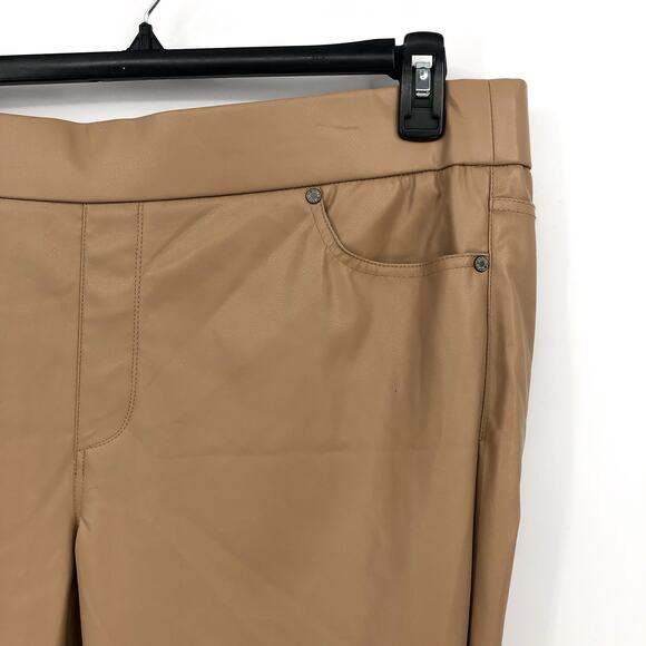 GLORIA VANDERBILT Avery Faux Leather Leggings 14 Tan Slim Pull on Skinny NWT - Picture 6 of 13